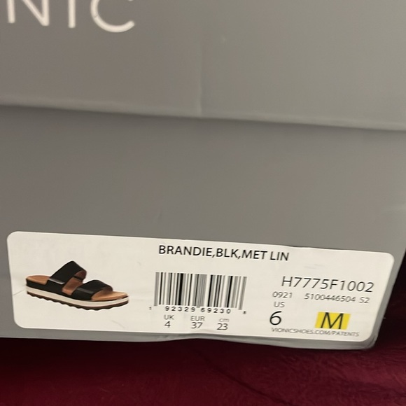 NIB Vionic Brandie Metallic Slip On Sandal Slide Black Women’s size 6 M - Picture 6 of 6